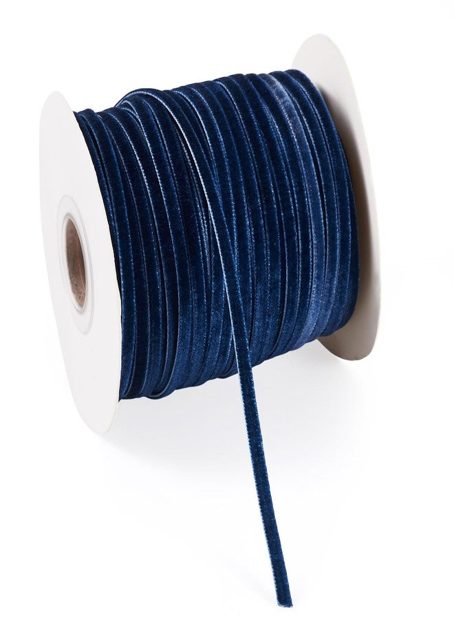 Craftdady 50 Yards 3mm Blue Velvet Ribbon Vintage Single Face Velvet Ribbon for Party Wedding Flower Bouquet Hair Bows DIY Crafts Decoration Flat Ribbons for Gift Packing Christmas Wrapping Bows - Image 1